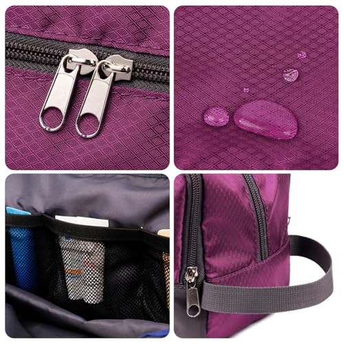 Toiletry Bag for Men Hanging Dopp Kit Water Resistant Shaving Bag Small Toiletry Bag for Traveling (Purple) - color: Purple