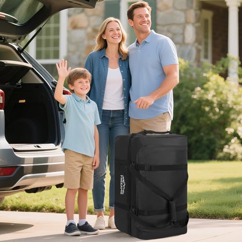 120L Foldable Rolling Duffel Bag with 3 Wheels and Handle (30 inch) - color: Black