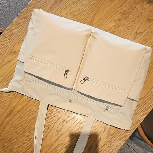 Weekender Bag Carry On Bag Overnight Tote Travel Duffle with 13 Pockets for Travel,Work,Gym,Beach,Teacher,Nurse - color: Beige