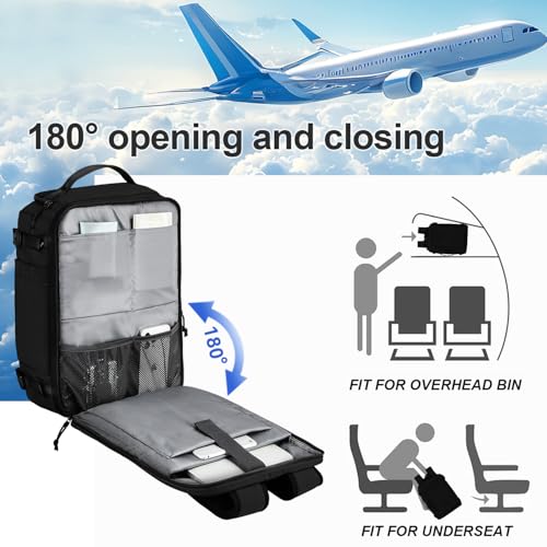Carry On Travel Backpack Flight Approved Laptop Backpack for Women Men - color: Black, style: A
