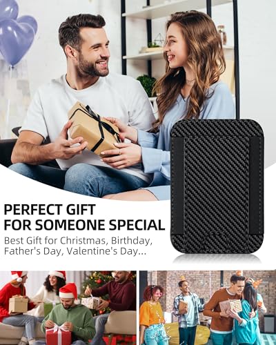 HiWe for MagSafe Wallet, 7 Cards Holder, RFID Blocking, Stronger Magnets - color: Carbon Fiber Wallet - Black Band