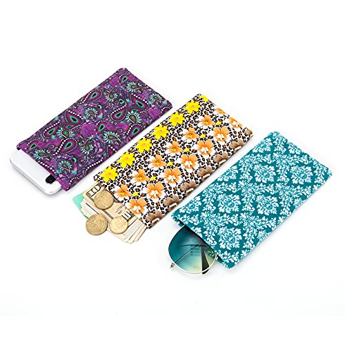 TRIUMPH VISION Eyeglass Case Glasses Case Soft Sunglass Pouch Sleeve 3 Pack - color: Multi(paisley)