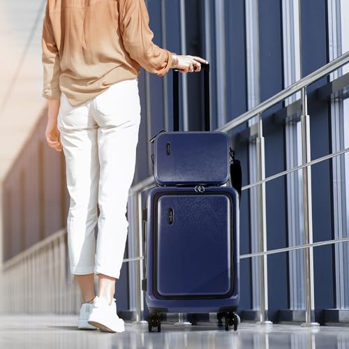 TRAVELARIM 20 Inch Carry On Luggage 22x14x9 Airline Approved Suitcase - color: Navy, size: Carry-on 20 Inch