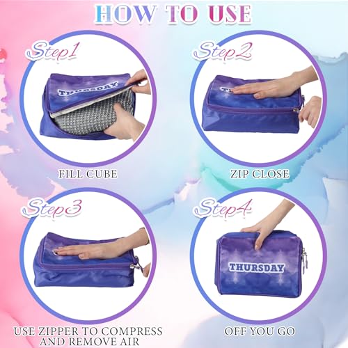 Paterr 7 Pcs Days of Week Packing Cubes for Kids 9 X 7 X 3 Inch Gradient - color: Gradient, size: 9 x 7 x 3 Inch