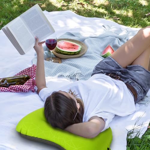 Crisonky Camping Pillow,Ultralight Inflatable Travel Pillow for Backpacking - color: Light Green