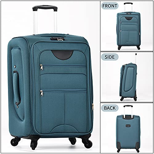 Merax Suitcase Set Softside 3-Piece Expandable Luggage with Travel Bag - color: Blue Green(22/26/30/Bags)
