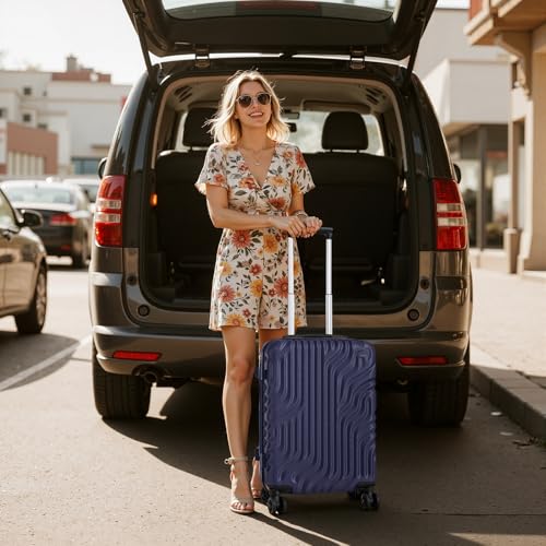 Eeeza Carry On Luggage Set 3 Piece Suitcases, Navy (20/DB/TB) - color: Navy