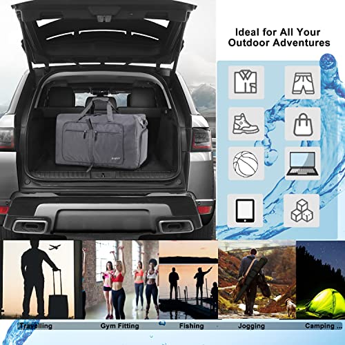 Woogwin Travel Duffel Bag Large Foldable Waterproof Overnight Bag for Beach Swim Bags Pool Sports Gym - color: 100L Grey