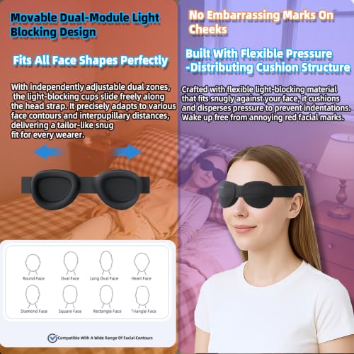 Sleep Mask,3D Light Blocking, Soft Foldable Travel Eye Mask for Men Women