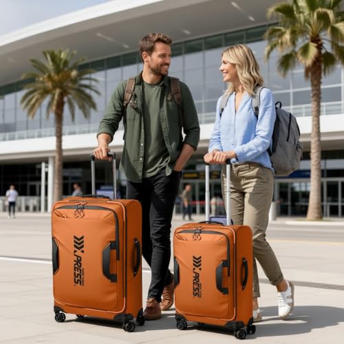 2-Piece Set(22/30in) Softside Luggage Sets w/Spinner Wheels - color: Orange, size: 2-Piece Set (22"/30'')