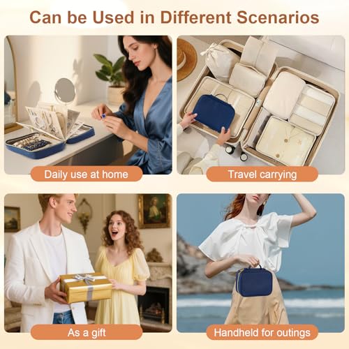 Travel Jewelry Organizer Case for Women, Blue - color: Blue