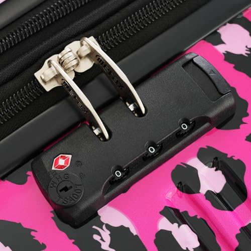 Merax 3-Piece Luggage Set,Leopard Print Hardshell Suitcases.Hot Pink - color: Hot Pink Leopard, size: 3 Piece(20/24/28)