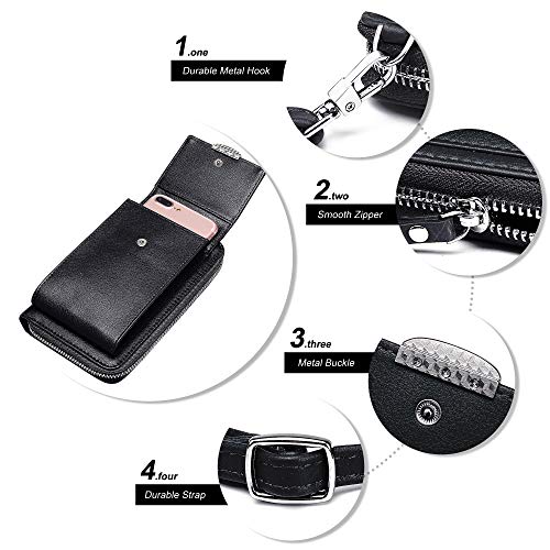 KUKOO Small Crossbody Bag Cell Phone Purse Wallet with Credit Card Slots for Women - color: A- Black Zipper Upgraded Version