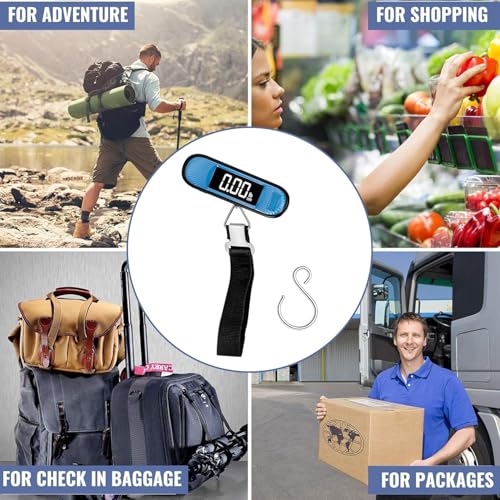 Portable Luggage Weighing Scale for Flights - 50kg Weight Scale for Luggage, Wide LCD Display Digital Weight Machine for Suitcases and Bags(Blue)