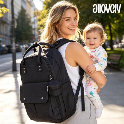 Large Capacity Diaper Bag Backpack, Wet/Dry Separation Black - color: Black
