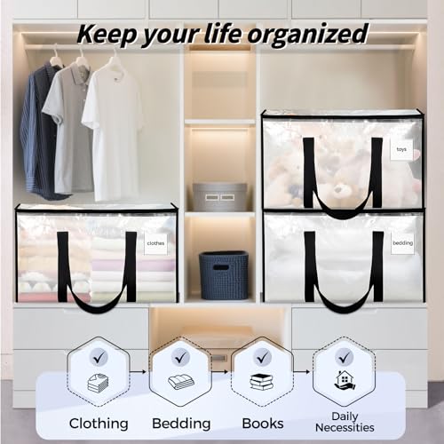 ukeetap 16 Pack Extra Large Clothes Storage Bins with Lids, Clear - color: Clear, size: 16 Pack