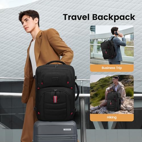 LOVEVOOK 40L Travel Backpack for Men - Airline Approved Carry On Backpack - color: Blue/Grayish White, size: 40L-17inch