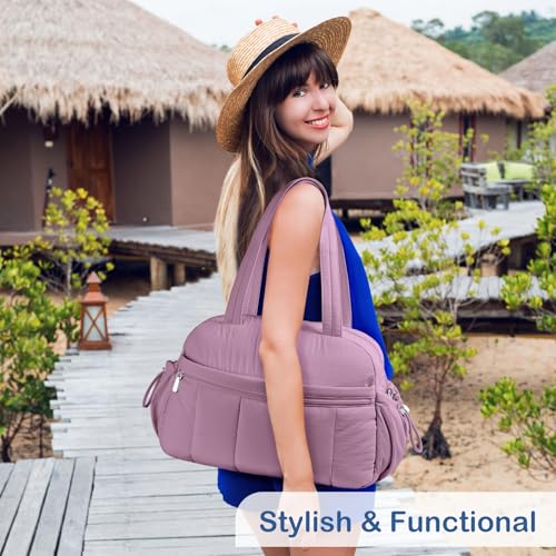 TOPDesign Travel Duffel Bag, Puffy Carry On Overnight, Gym Bag w/Wet Pocket - color: Purple