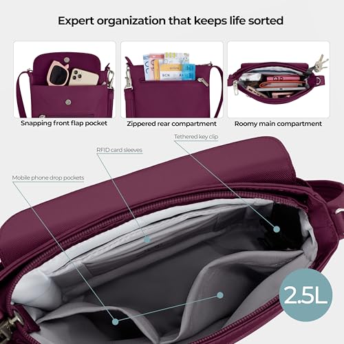 Travelon Anti-Theft Classic Mini Shoulder Bag - color: Burgundy