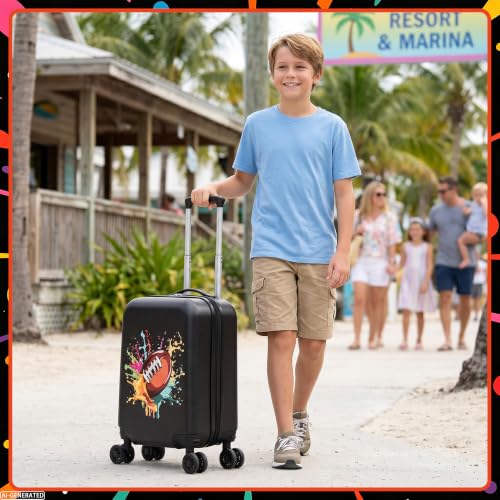 Kids Luggage Set for Boys Carry On Suitcase with Spinner Wheels Hardside Toddler Rolling Luggage for Travel, School, Airline Approved, Rugby Pattern - color: Rugby