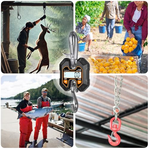Fuzion Hanging Scale 440lb/200kg, Mini Crane Scale, Snap-Fit Lifting Ring - color: Black