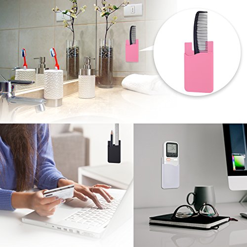 3 Pack Adhesive Card Holder for Back of Phone,Stick on Credit Card Pouch | Silcone Sticky Card Holder for Phone Case,Cell Phone Wallet Pocket Stick On,Credit Card Sleeve for iPhone,iPad,Galaxy,Android - color: Black,White,Pink
