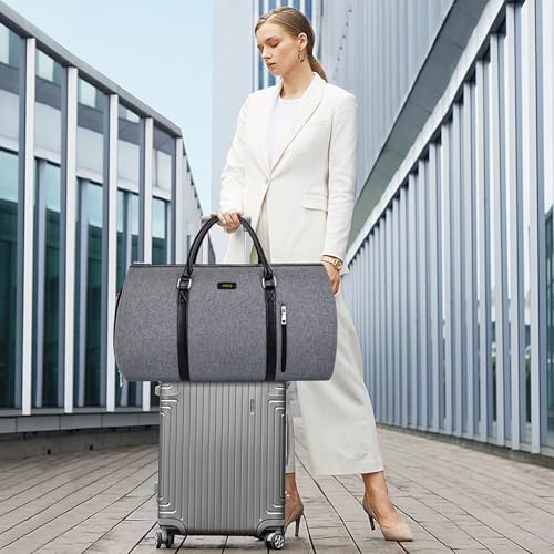 Convertible 2-in-1 Garment Bags for Travel with Waterproof Shoe Compartment - color: 3-Grey