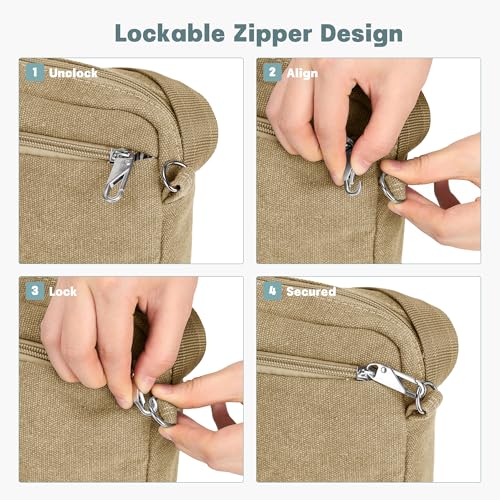 Anti Theft Crossbody Bag for Women, RFID Blocking Travel Purse Slash Proof - color: Khaki