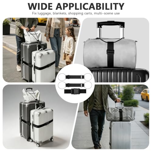 3-Pack Adjustable Luggage Connector Straps, Elastic Strap Set for Suitcase - color: 3-Black