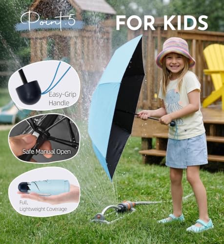 Mini Umbrella for Travel Compact - UPF 100+ UV Sun Umbrella for Purse Backpack,Super mini Sturdy Pocket Folding Umbrella with Absorbent Sleeve, Heavy Duty Parasol - color: 1-Blue