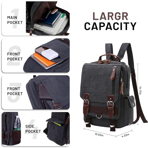 mygreen Canvas Cross Body Messenger Bag Shoulder Sling Backpack Travel Rucksack - color: Black-zipper Shoulder