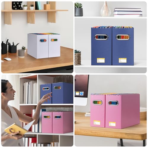 BALEINE 8PK File Organizer Box, Cardboard File Folder Organizer with Handle - color: White, style: 8PK (Slim)