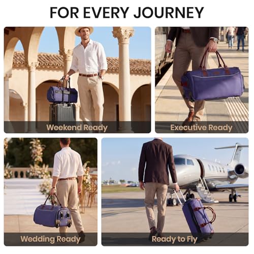 Fanwoli Carry-On Rolling Garment Bag with Wheels, Suit Travel Bag - color: Blue