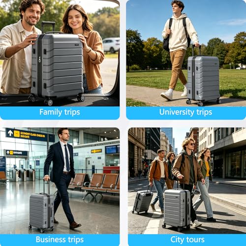 Luggage Sets 3 Piece Lightweight Durable Hardshell Suitcase (Grey) - color: GREY