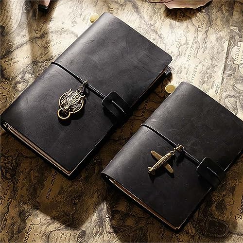 Genuine Leather TN Travel Notebook Protective Cover Journal Sketchbook Planner Agenda Diary Personal Organizers Noteboo (Black Portable) - color: Black Portable