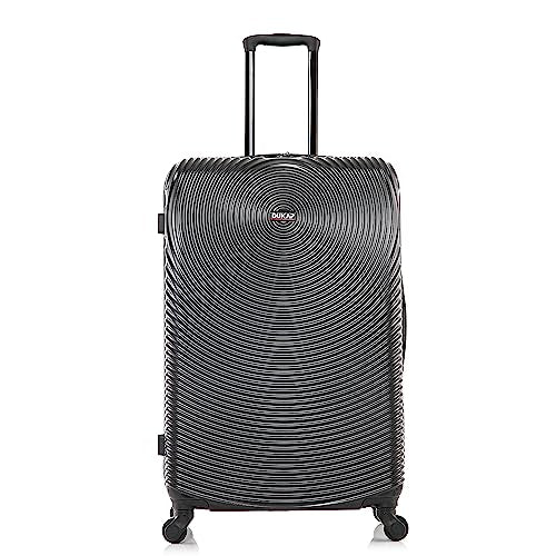 DUKAP INCEPTION Lightweight Hardside Spinner Luggage with Ergonomic Handles, Travel Suitcase with Four Spinner Wheels and Studs, 28-Inch Large Checked Luggage | Black - color: Black, size: 28 Inch