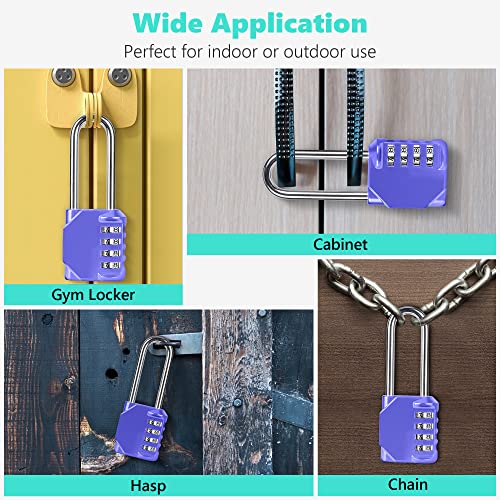 CL21VP 2.6 Inch Long Shackle Combination Lock, 4 Digit Combination Padlock Set Your own Combination for Gym Locker Lock, School, Gates, Doors, Toolbox, Hasps and Storage (Very Peri (L) *1) - color: Very Peri (L) *1