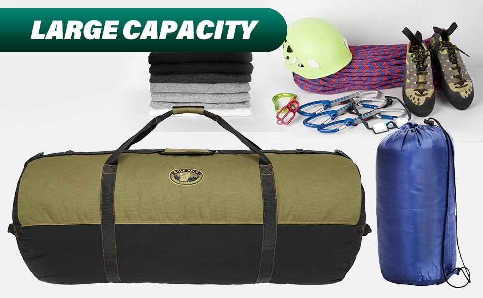 Gilbins Heavyweight Duffle Bag Super Tough Heavy Duty Cotton Canvas Duffel Bag -Great for Camping, Travel, Hiking - size: XL 36" x 20"