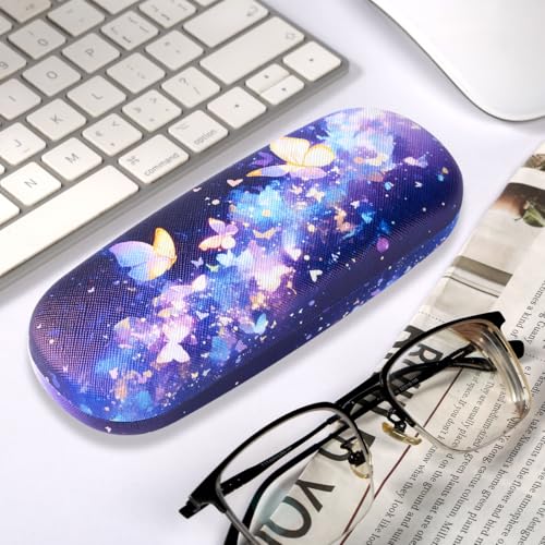 PERFECTSIGHT Hard Shell Eyeglasses Case, PU Leather Protective Glasses Case, Cute Eyeglass Case for Women Men Girls - color: Butterfly