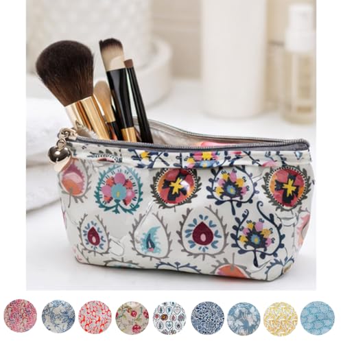 Extra Small Cosmetic Bag - Water-Resistant, PVC-Lined - Blue Seashells - color: Blue Seashells, size: Extra Small Cosmetic Bag
