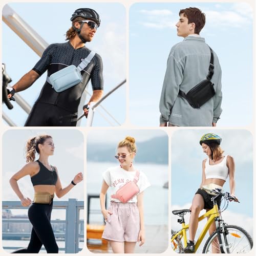 Two Way Zipper Fanny Pack for Women Men, Lightweight Crossbody Bag - color: 1. Black