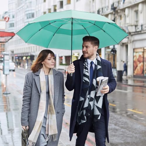 G4Free 54/62 Inch Large Inverted Golf Umbrella Windproof Reflective Stripe - color: Lake Blue, size: 62 inch