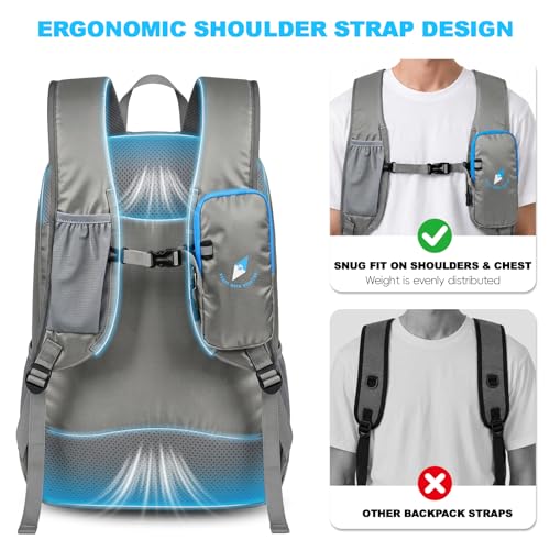 Seektop 15L Foldable Lightweight Hiking Backpack for Men and Women - color: Gray