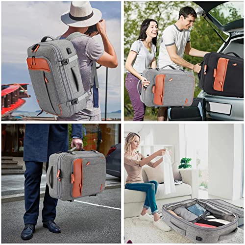 Lumesner 18" Expandable Carry On Travel Backpack With 4 Packing Cubes - color: Grey, size: 18 inches