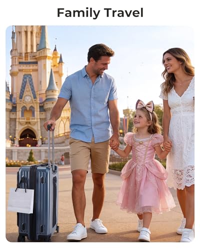 BAGSMART 20" Expandable Top-Opening Carry-On, Double Spinner, TSA, Blue - color: Blue