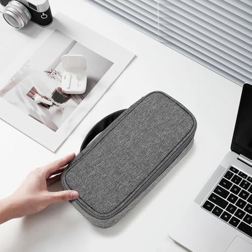 Teskyer Tech Organizer Pouch with Handle, Dark Grey - color: Dark Grey, size: Single Layer