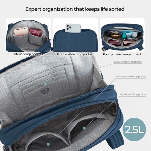 Travelon Anti-Theft Runways Double Compartment Crossbody - color: Ocean