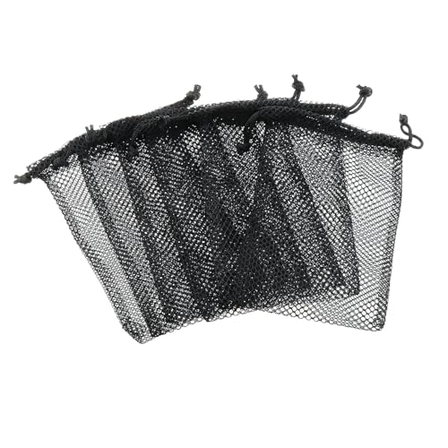 6PCS 4x6inch Black Nylon Drawstring Mesh Bag Small Travel Organiser Laundry Bag for Carrying Sports Equipment and Ball and Clothes - size: 4X6inch