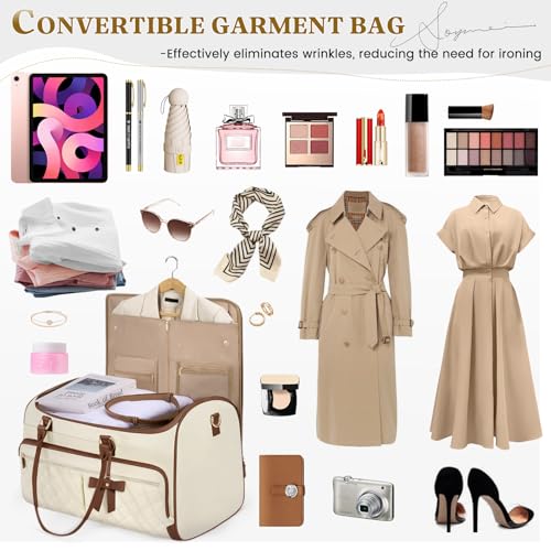 RAINSMORE Garment Bags for Travel Women with Shoe Bag & Wet Pocket - color: BeigeBrown