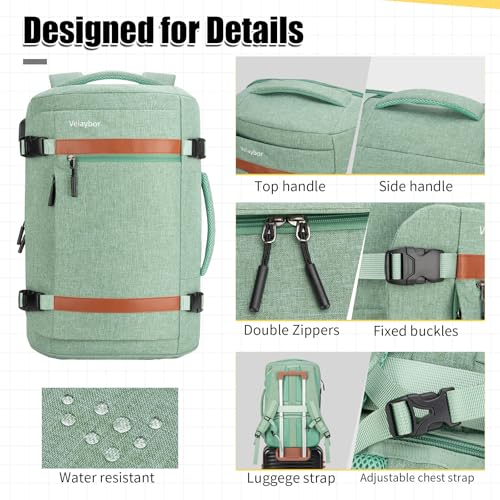 42L Carry On Travel Backpack With 4 Packing Cubes, TSA Friendly - color: Green